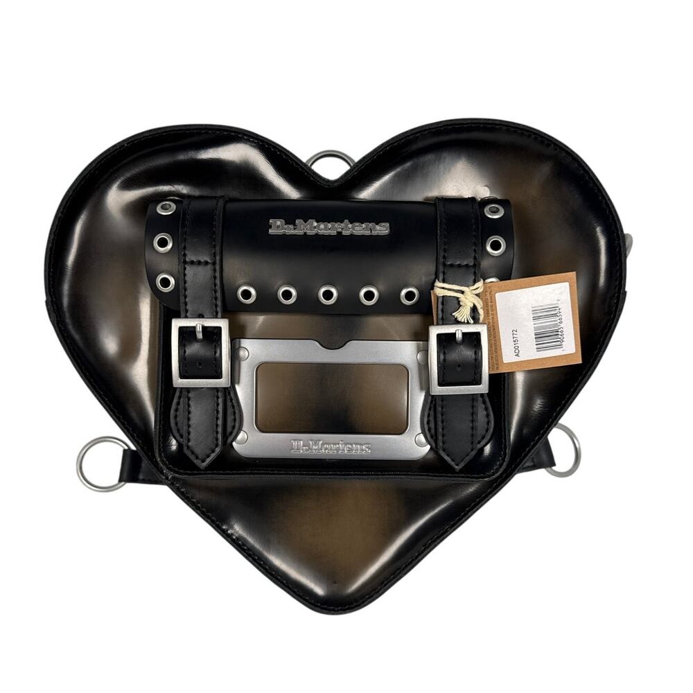 Dr Martens Heart Backpack Crossbody Black Brush Off Leather Bag NWT